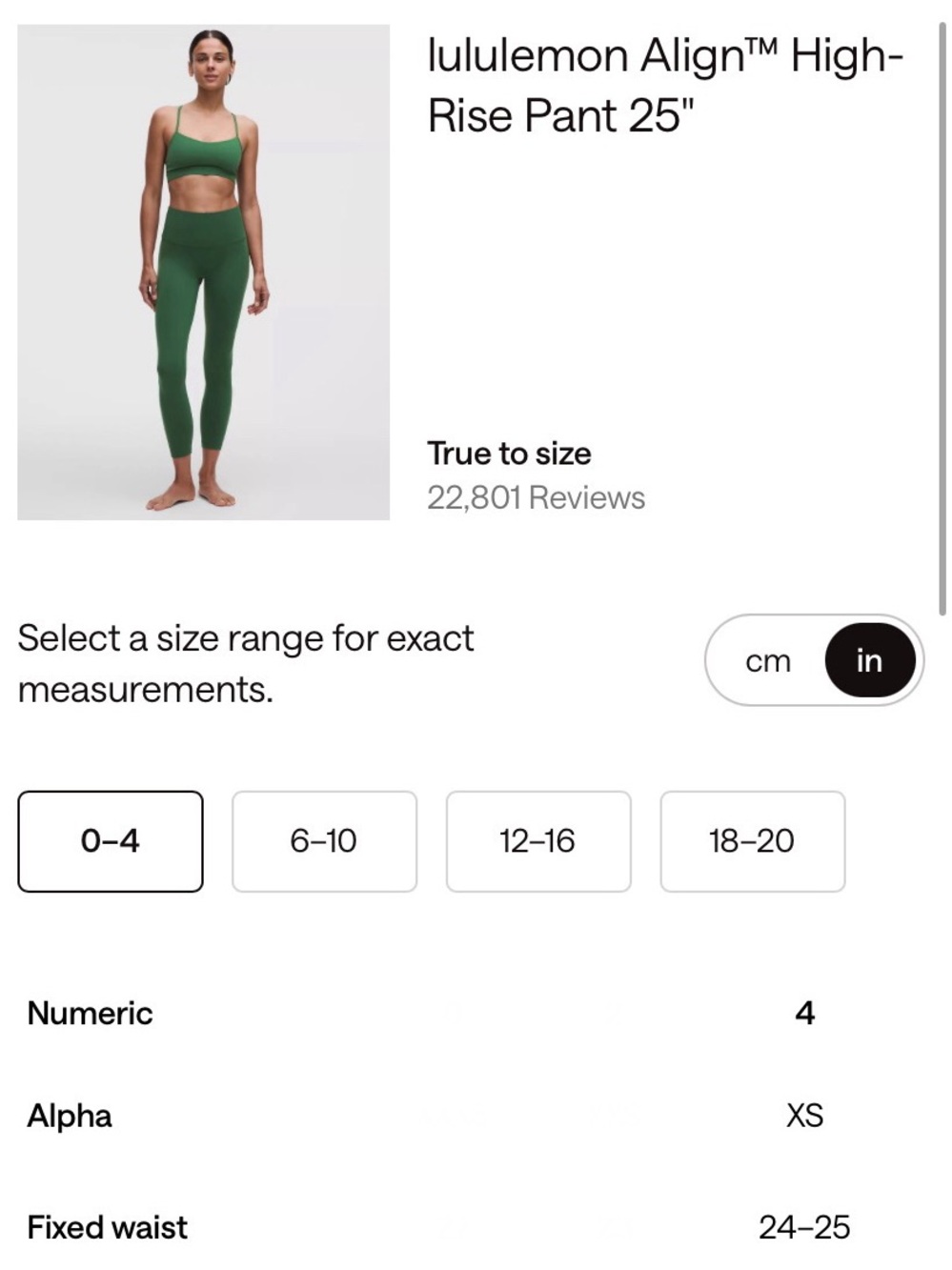 Lululemon Align™ High-Rise Pant 25" | size 4 | Everglade Green - Picture 5 of 5